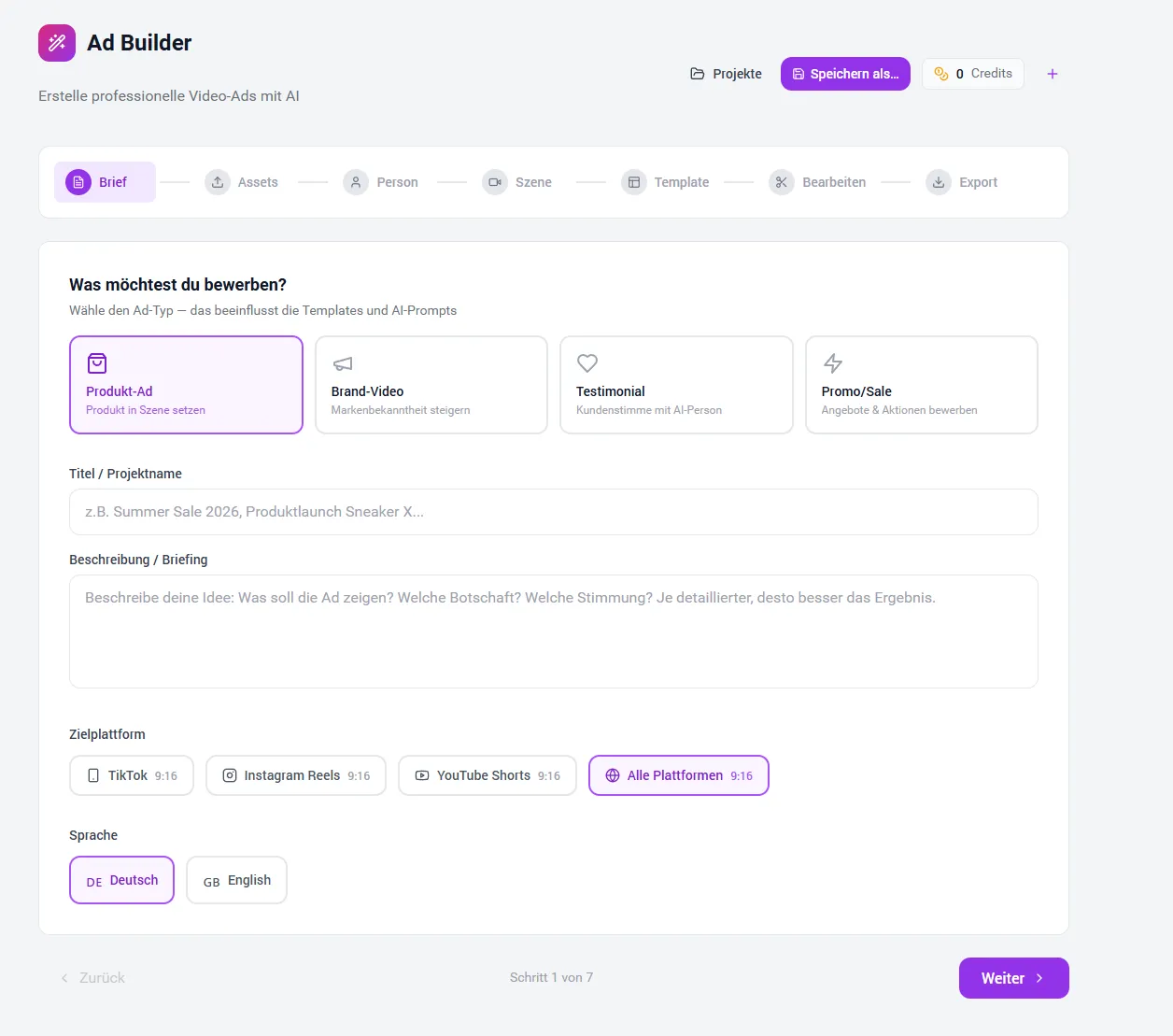 Ad Builder Interface